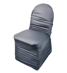 gray ruched spandex chair cover